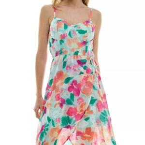NEW BRAND W/TAGS JUNIOR'S LILY ROSE CHIFFON SLEEVELESS MOLDED CUP HIG-LOW MAXI